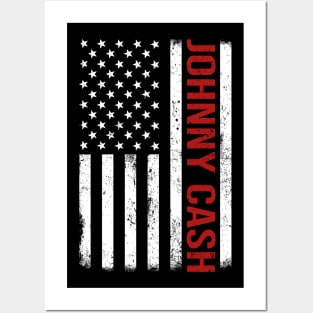 Graphic Johnny Cash Proud Name US American Flag Birthday Gift Posters and Art